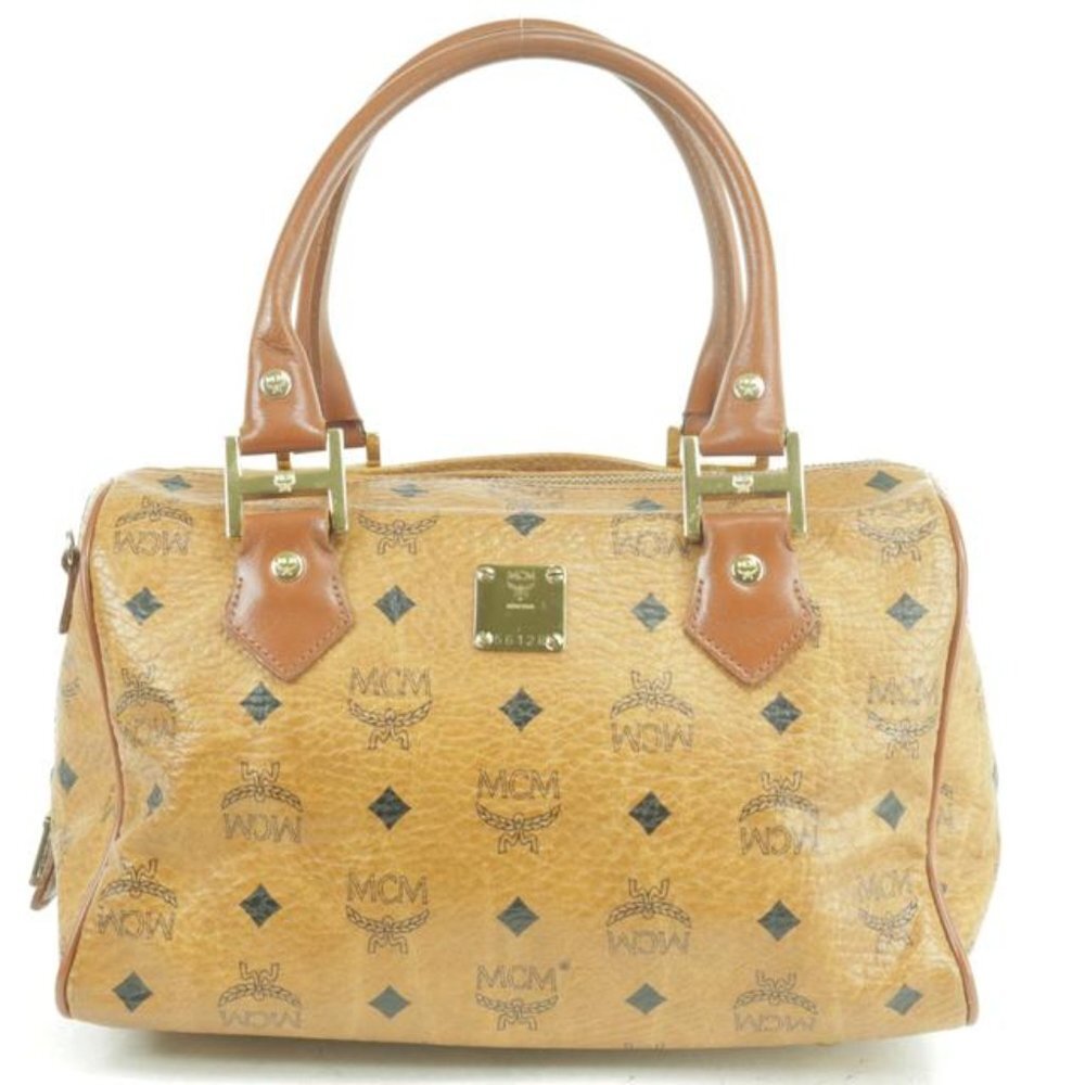 MCM Cognac Monogram Visetos Boston 231455